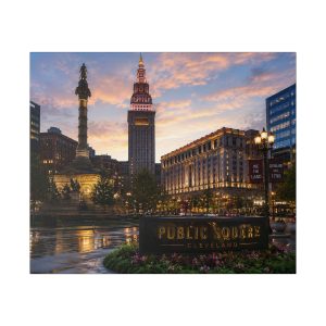 Public Square at Twilight Canvas Print